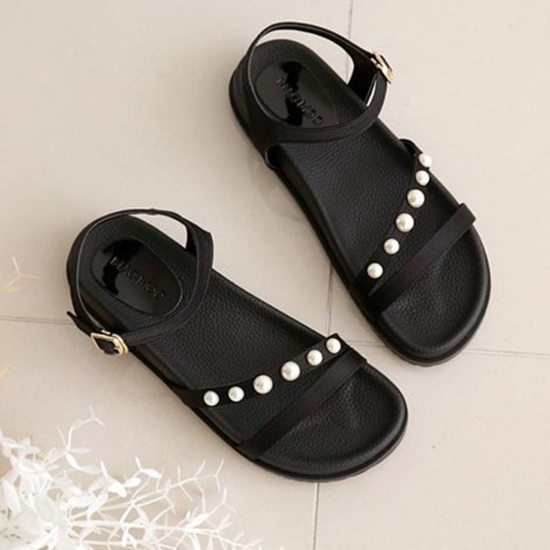 PRE-ORDER 韓國人手製 MACMOC Dodo (BLACK) 珍珠涼鞋 - 涼鞋 - 其他材質 