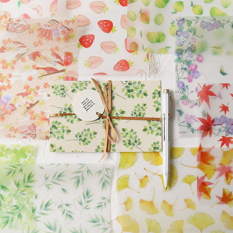 InfeelMe暖空 和風自然果味手帳裝飾硫酸紙背景紙 - 貼紙 - 紙 多色