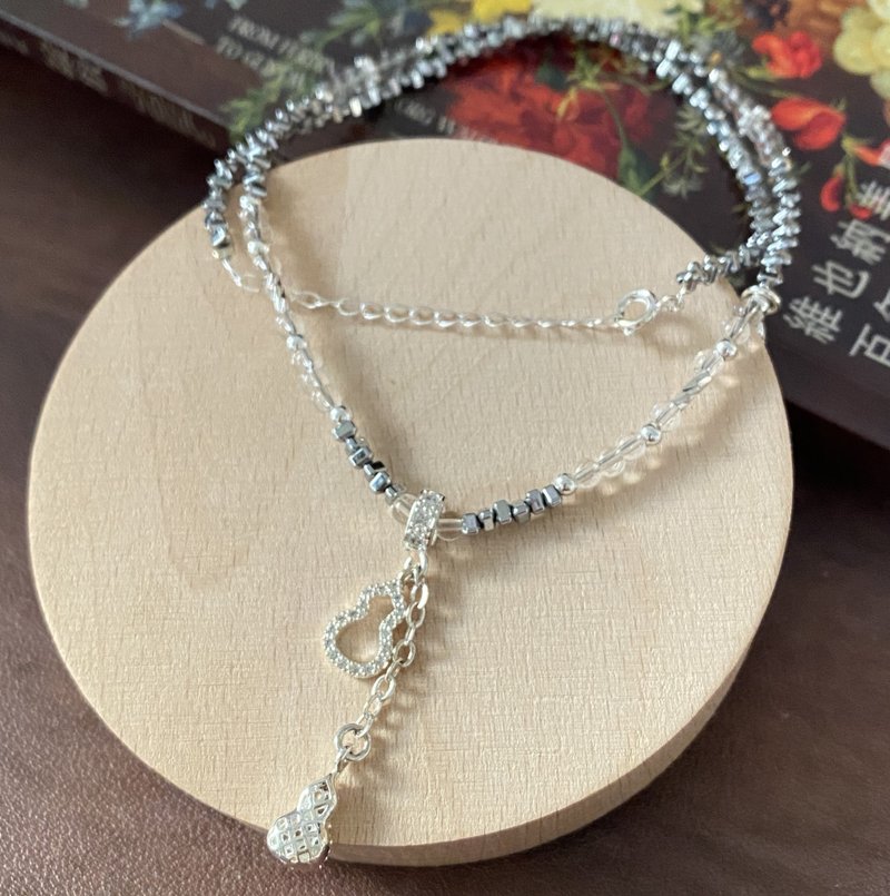 ʚ(Round Rabbit)ɞ Metal Necklace ๑ Terahertz Gourd - สร้อยคอ - วัสดุอื่นๆ สีเงิน