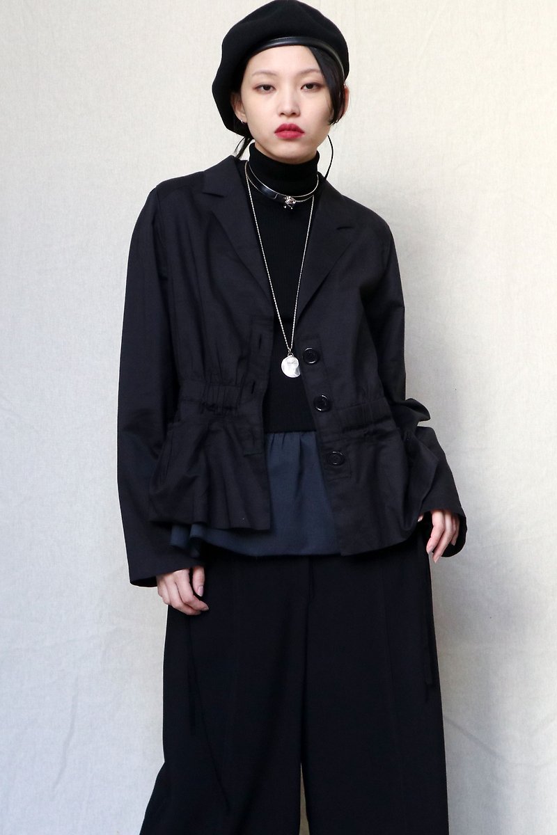 Pumpkin Vintage. Sonia Rykiel black thin cotton casual jacket - เสื้อแจ็คเก็ต - ผ้าฝ้าย/ผ้าลินิน สีดำ