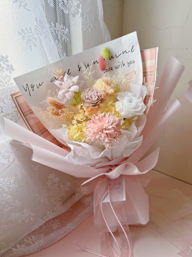 【Birthday Bouquet】flower-of-life Flower Sweetheart Everlasting Bouquet Birthday Bouquet - ช่อดอกไม้แห้ง - พืช/ดอกไม้ สึชมพู