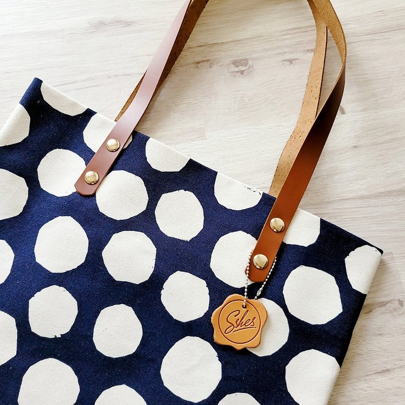Casual Japanese canvas shoulder bag (splash_dark blue and white) - new double magnetic buckle - กระเป๋าแมสเซนเจอร์ - หนังแท้ สีน้ำเงิน