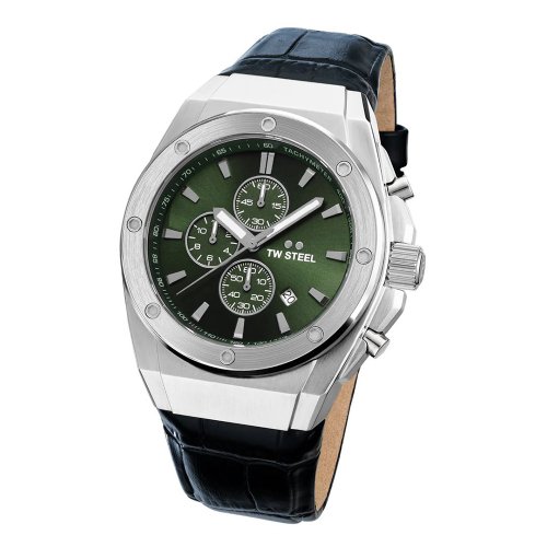 TW Steel Watches 下單即贈品牌籃球 CEO TECH系列 全鋼綠面計時碼錶
