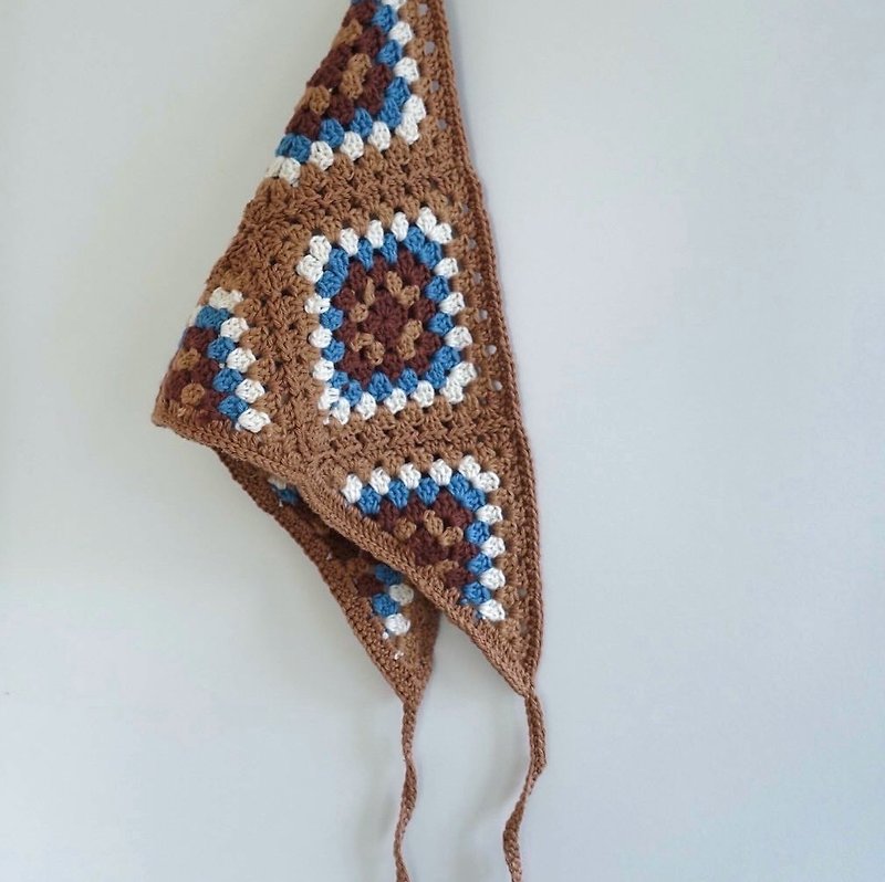 鉤織三角頭巾 | 綁繩款 - 髮帶/髮箍 - 棉．麻 多色