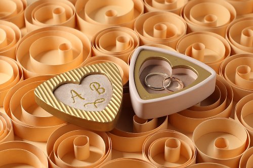MiaDecorStudio Heart ring box, Wedding ring box with embroidery.