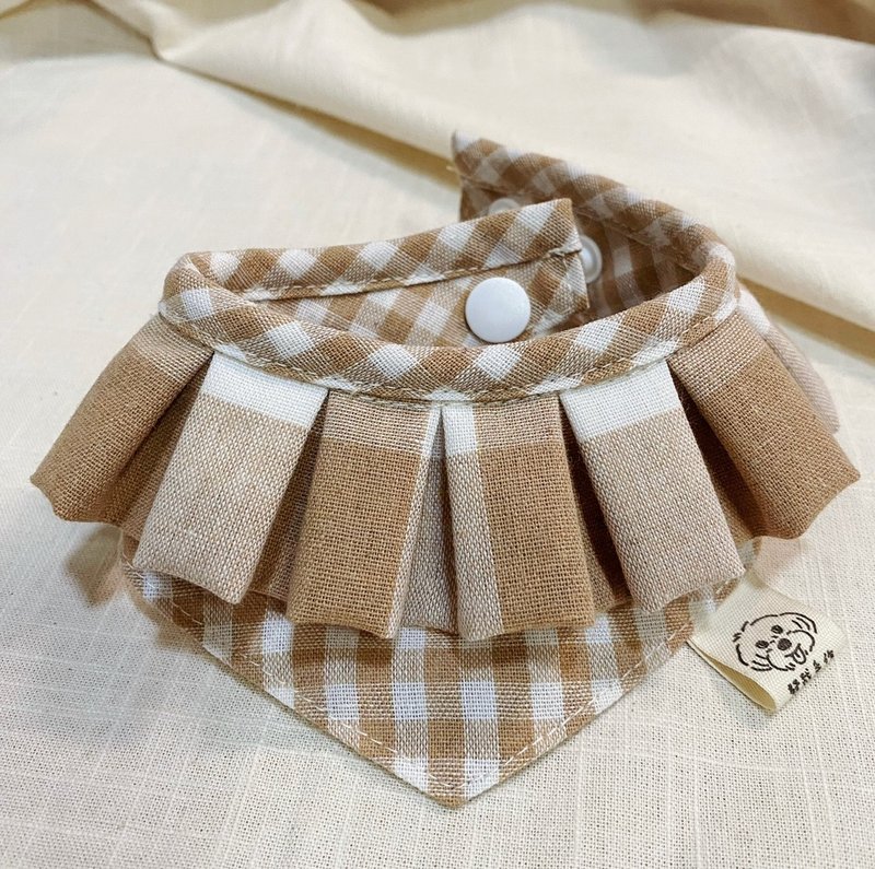 Haircut handmade. Facai Handmade Pet Scarf Wool Child Mage Collar_Milk Tea Princess - Collars & Leashes - Cotton & Hemp Brown