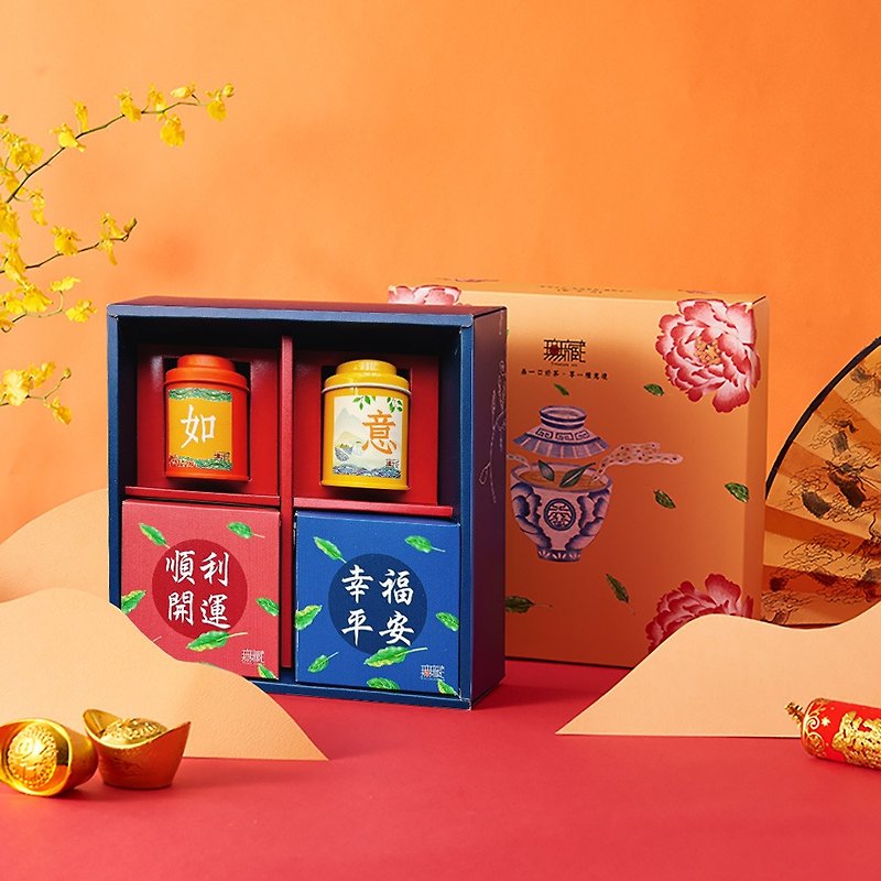[Wuzang] Dragon Boat Festival charity gift box combines tea and food into a box for two parties B1 [Ruyi] (2 tea + 1 cake + 1 sugar - ชา - อาหารสด หลากหลายสี