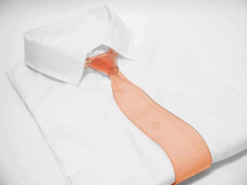 Transparent Necktie EUREKA (Tangerine) - เนคไท/ที่หนีบเนคไท - วัสดุอื่นๆ สีส้ม