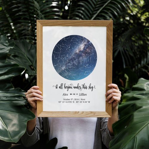 我們的星空 客製化星空圖數位電子檔, 結婚週年紀念日禮物, 最特別的生日禮物