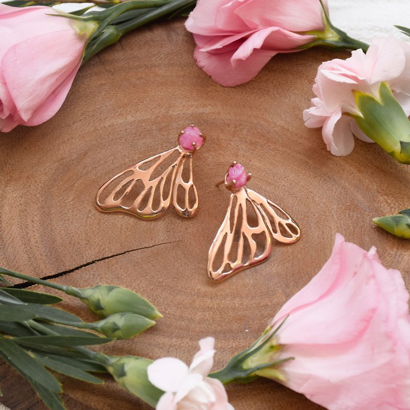 Butterfly Earring - Earrings & Clip-ons - Copper & Brass Pink