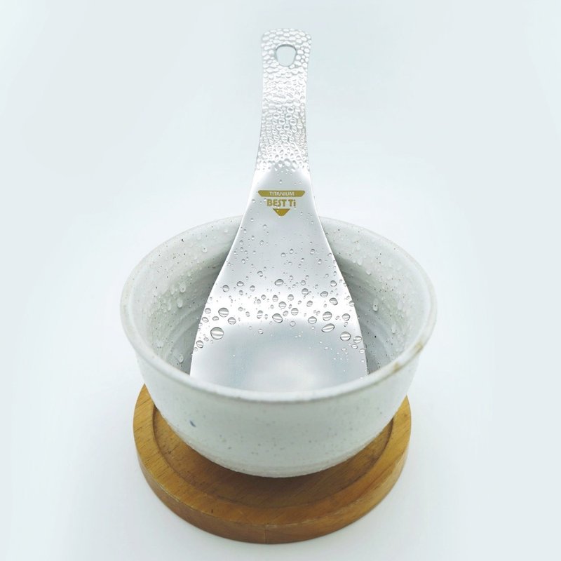 職人技錘目紋純鈦飯勺 飯匙 挖飯勺 拌飯匙 - 刀叉/湯匙/餐具組 - 貴金屬 銀色