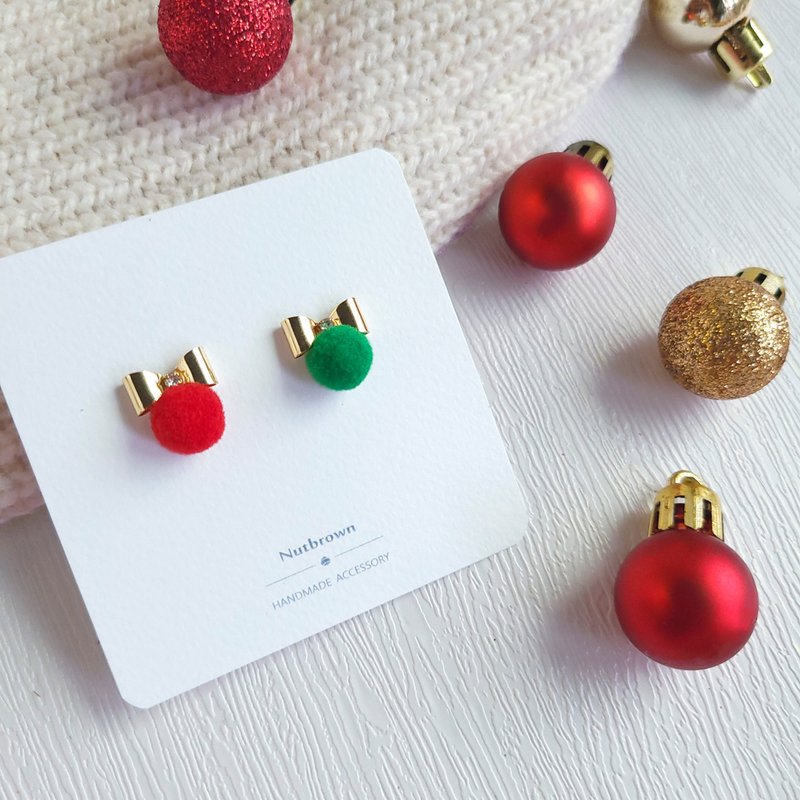 14K/earrings-Christmas knot earrings - ต่างหู - โลหะ หลากหลายสี