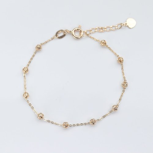 CHARIS GRACE 14K Rose Gold Ball Bracelet (Small) 雕刻金球手鍊 (S)