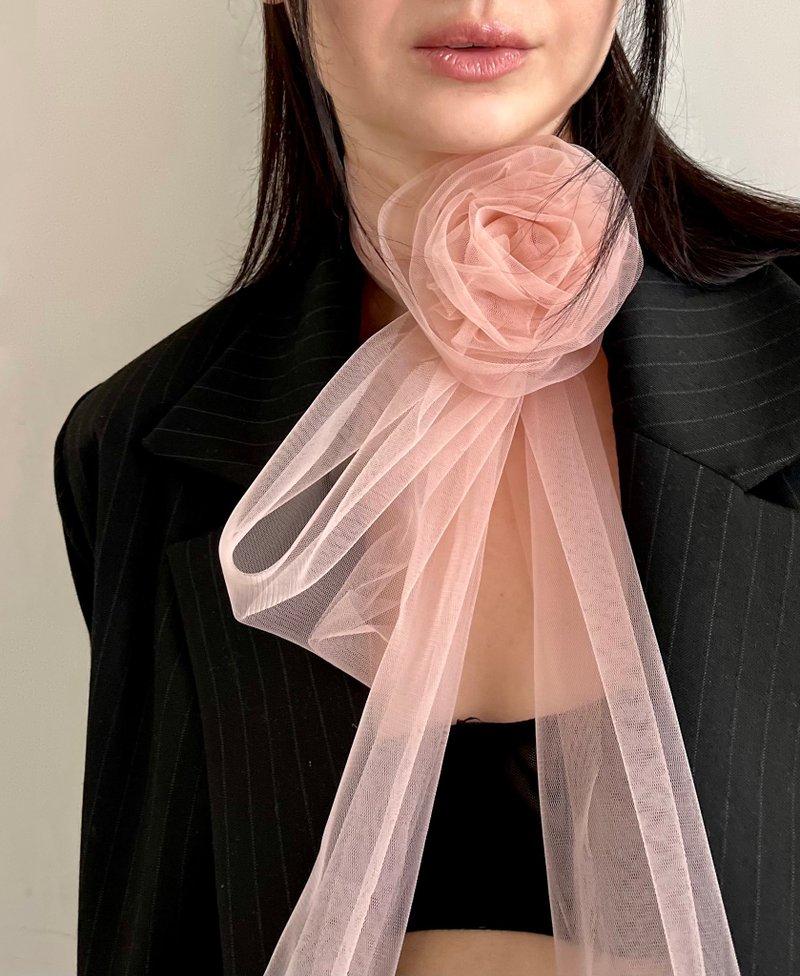 Thin Scarf Women/  Fashion Bohemian Accessories/ Rose choker/ Choker Necklace - 絲巾 - 其他材質 粉紅色
