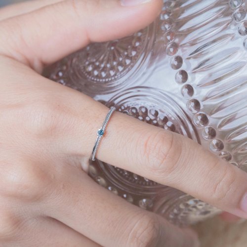 喜羊羊happy sheep jewelry 倫敦藍託帕石925純銀簡約小寶石戒指 可調式戒指