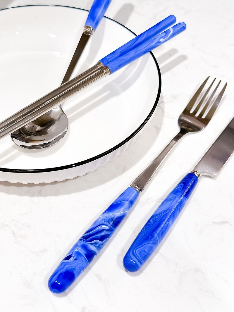 【全人手制作】流體餐具 一套四件 - 餐具/刀叉湯匙 - 防水材質 多色