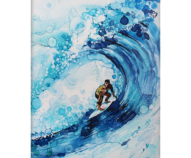 絵画ウィングサーフィンスポーツマンサーフ海の波手描き ショップ Artvladlena ウォールデコ 壁紙 Pinkoi