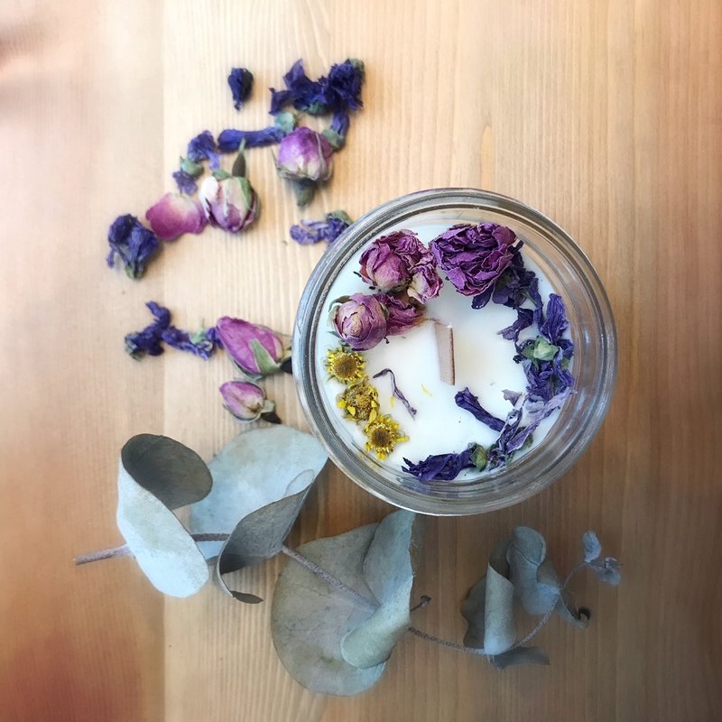 迷你花園花瓣精油大豆蠟燭(100g+禮物包裝) - 香氛/精油/擴香 - 植物．花 透明