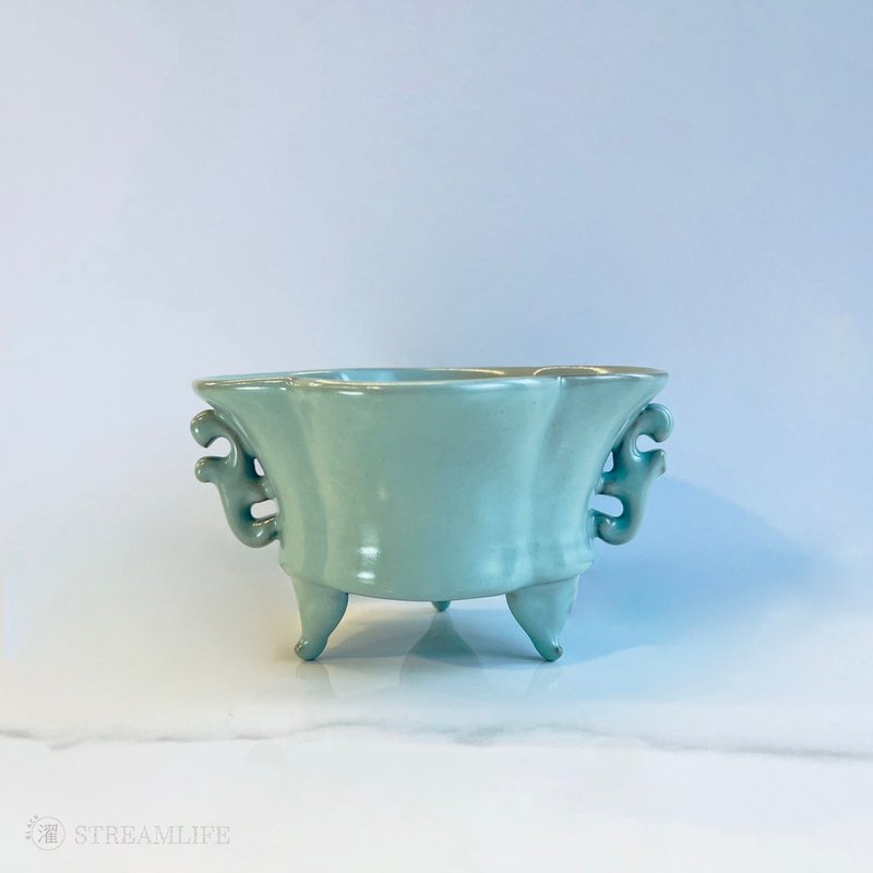 三足荷葉窯洗 - 擺飾/家飾品 - 瓷 藍色