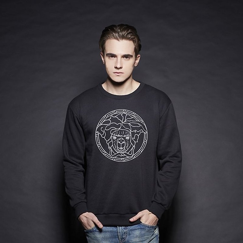 British Fashion Brand [Baker Street] Medusa Alpaca Printed Sweater - Men's T-Shirts & Tops - Cotton & Hemp Black