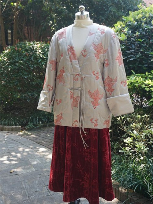 煙州記 國風復古 金玉滿堂 新中式國風外套 夾棉加厚棉服 盤扣流蘇提花外套