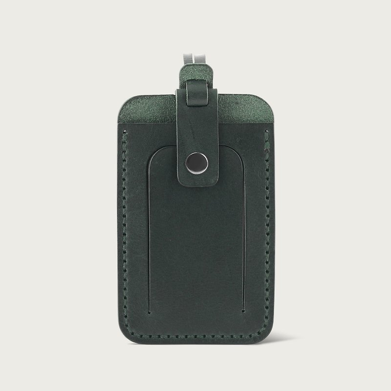 LINTZAN Luggage Tag / Easy Card Holder -- Forest Green - ป้ายสัมภาระ - หนังแท้ สีเขียว