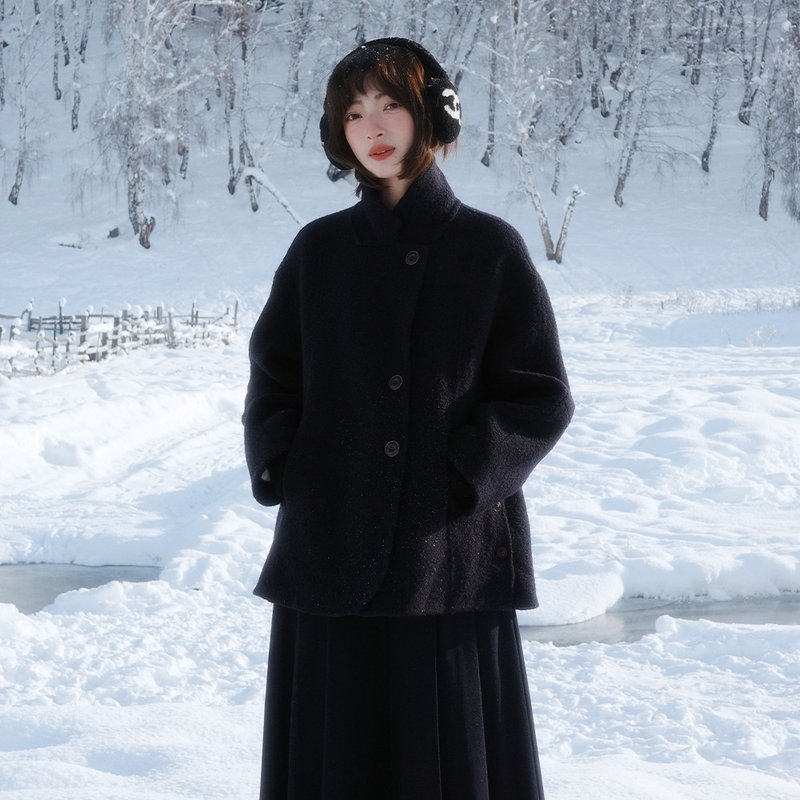 立領可翻雙面呢大衣|外套|冬款|Sora-2018 - 女大衣/外套 - 羊毛 