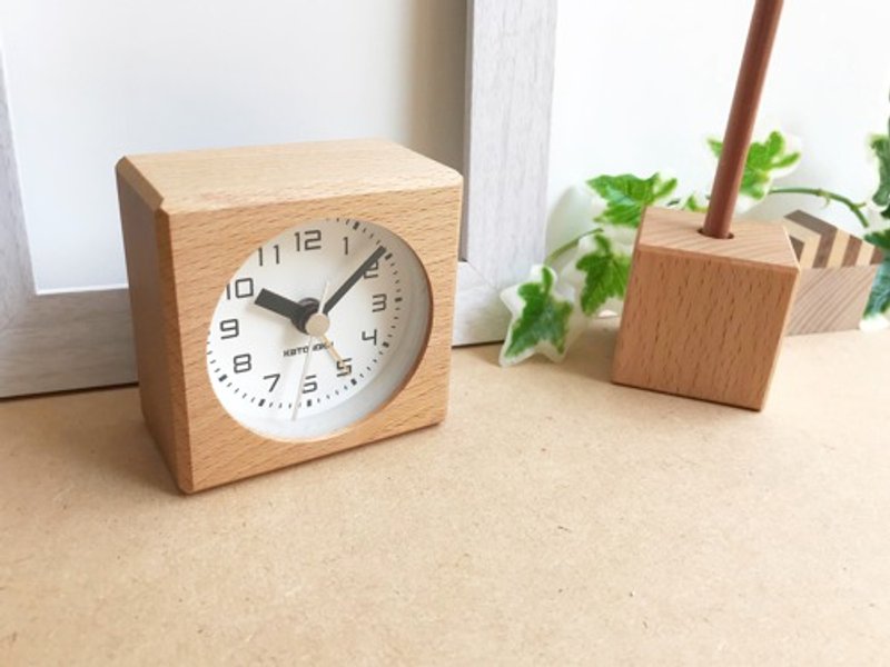 KATOMOKU alarm clock 7  beech (km-99NA) made in japan - นาฬิกา - ไม้ สีกากี