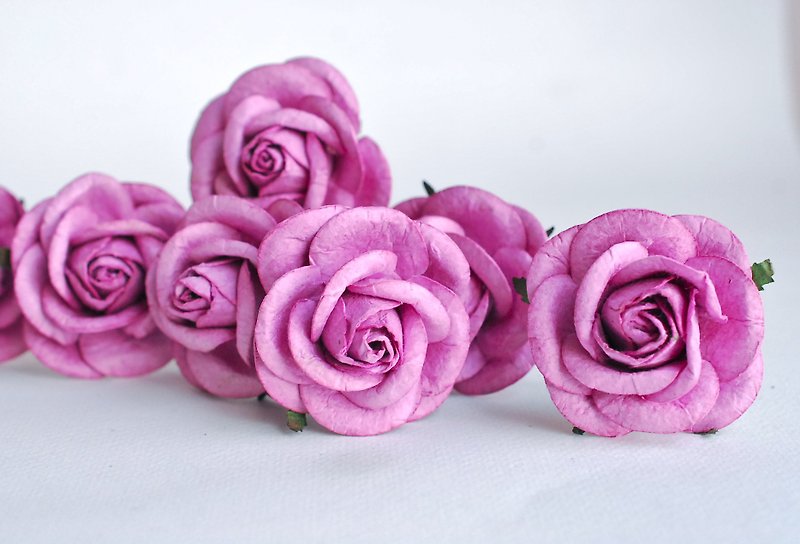 Paper Flower, 20 pieces mulberry rose size 4.5 cm., rouge colors. - Wood, Bamboo & Paper - Paper Pink