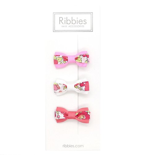 Ribbies 台灣總代理 英國Ribbies 雙色緞帶蝴蝶結3入組-Betsy Red