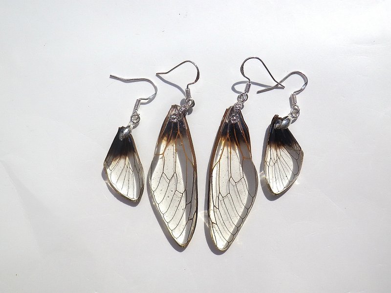 Handmade Earrings. Handmade Jewelry with Real Cicada wings - ต่างหู - พลาสติก 