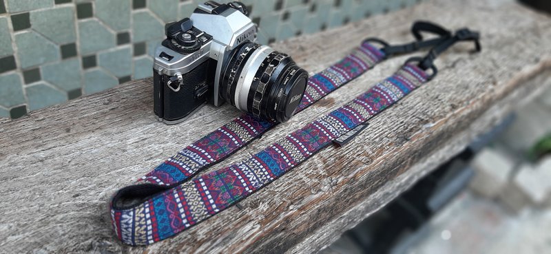 AMIN'S SHINY WORLD handmade custom ethnic style camera. Small bag. Multi-purpose strap for mobile phone case - Camera Straps & Stands - Cotton & Hemp Multicolor