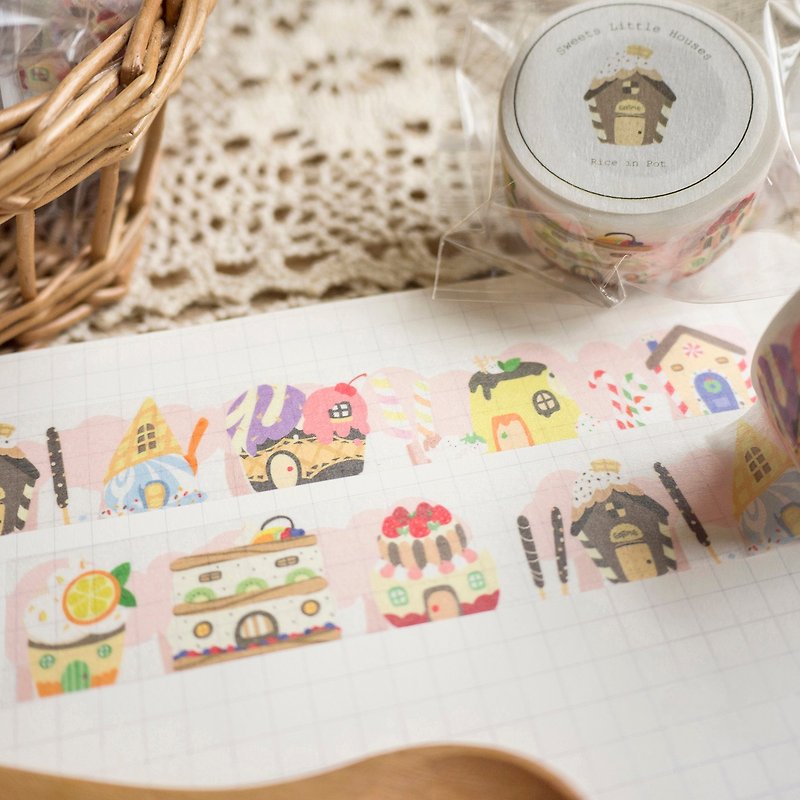 Sweets Little Houses Illustration Masking Tape - Washi Tape - Paper Multicolor