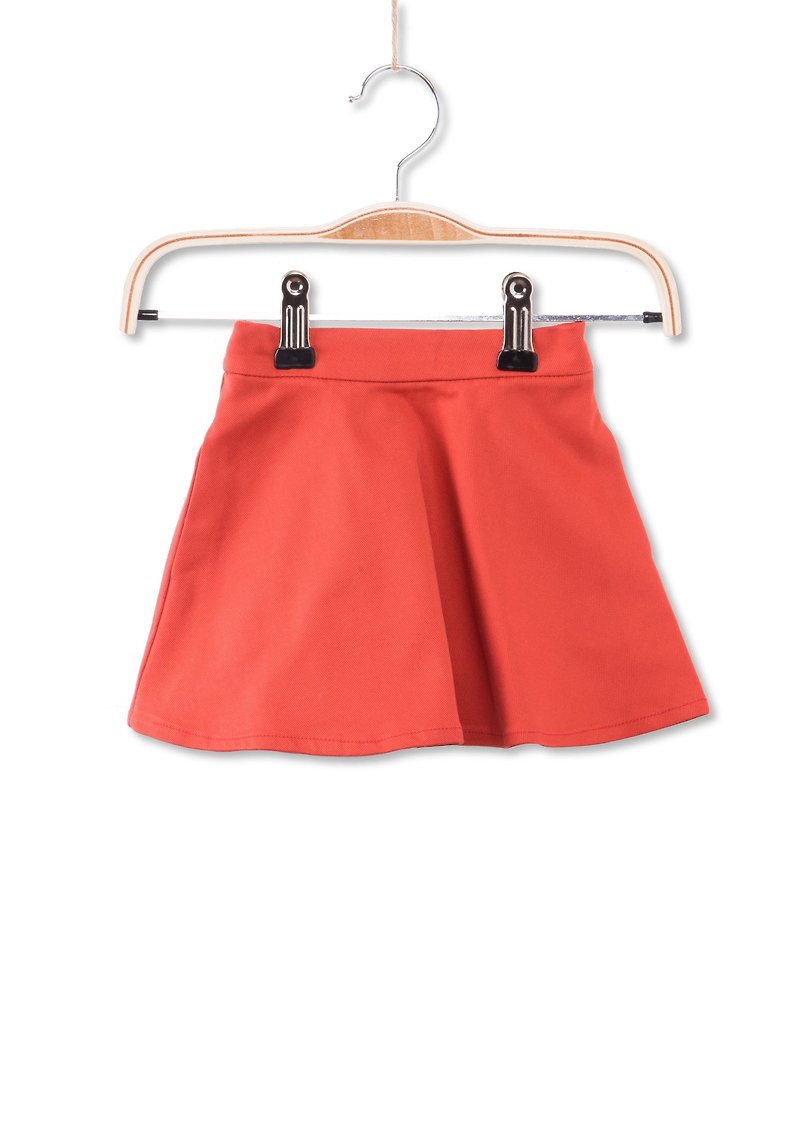 口袋大圆裙-橘红