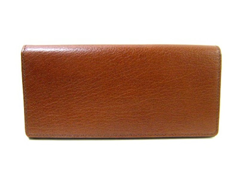 Cowhide leather long wallet in camel - กระเป๋าสตางค์ - วัสดุอื่นๆ สีนำ้ตาล