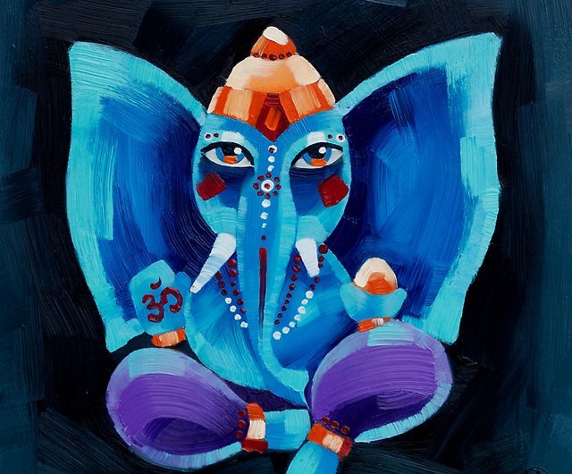 ガネーシャ 絵画 インド オリジナル アート 瞑想 アートワーク