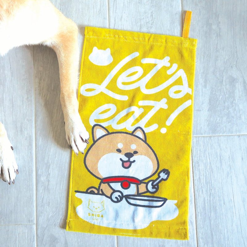 SHIBESHIBAinc柴犬ワークショップ柴犬ピュアコットンタオルを食べよう - タオル・バスタオル - コットン・麻 イエロー