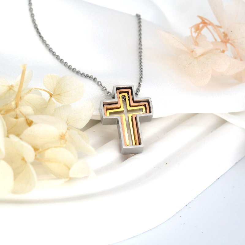 Stainless steel | Wholly Blessings Cross Necklace - Necklaces - Stainless Steel 