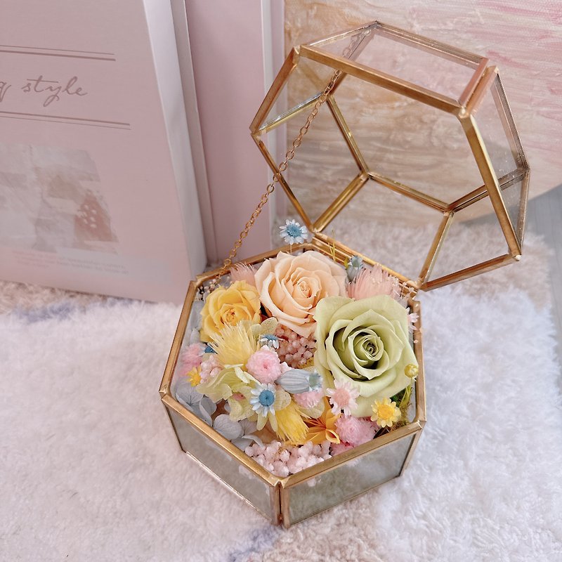 Everlasting flower ring box, ring stand, jewelry storage box, proposal ring box - Dried Flowers & Bouquets - Plants & Flowers 