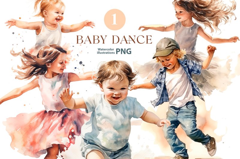 Watercolor dance clipart set, 7 Png, Cute Ballerina Clipart, Dance School - 電子手帳及素材 - 其他材質 
