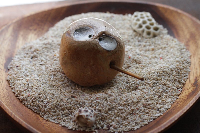 純手捏小不點貓頭鷹陶偶 - 擺飾/家飾品 - 陶 咖啡色