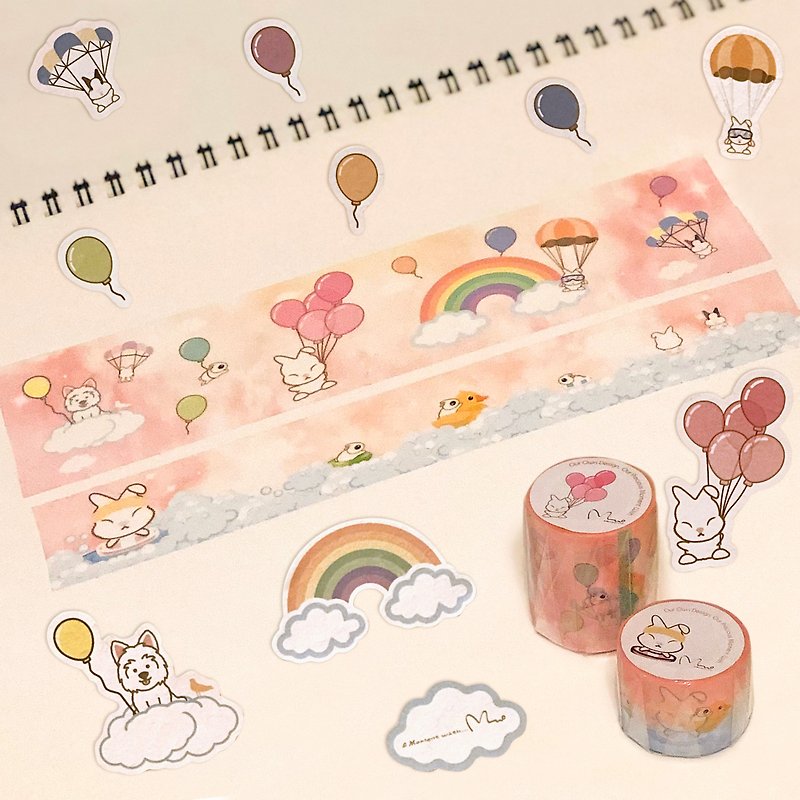 肬肶rabbit combo set — daily paper tape x stickers | up the mountain and down to the sea - Washi Tape - Paper 