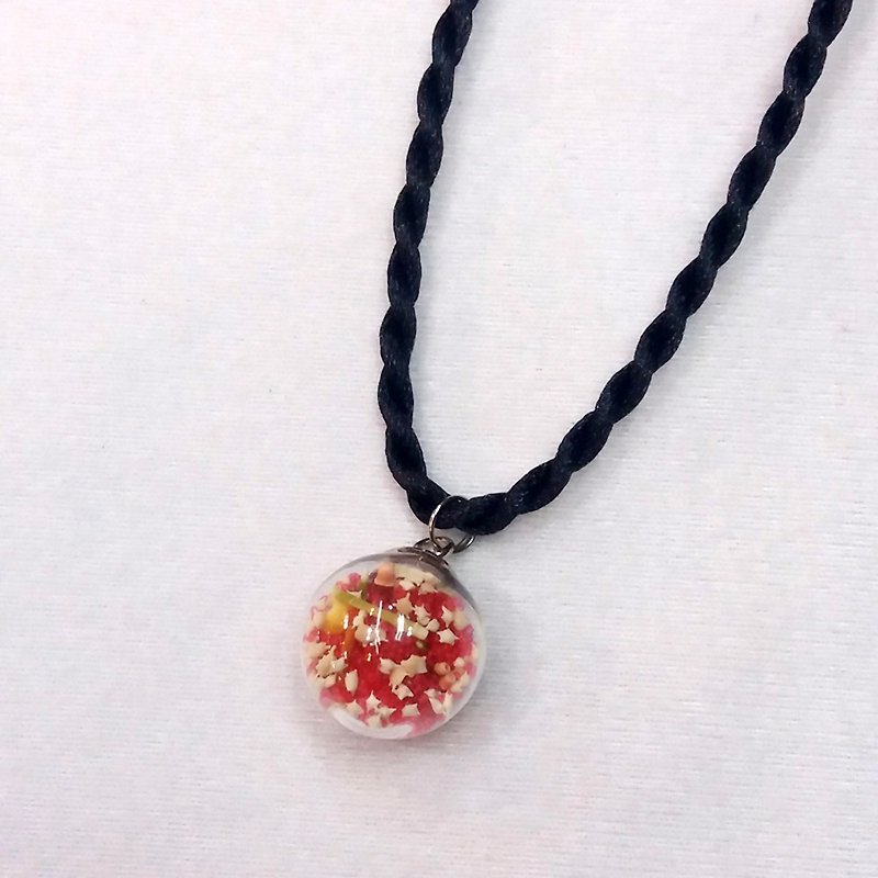 Dream Baby Star Sand Ball Necklace (Red/Sea Urchin Spines) - สร้อยคอ - แก้ว สีแดง