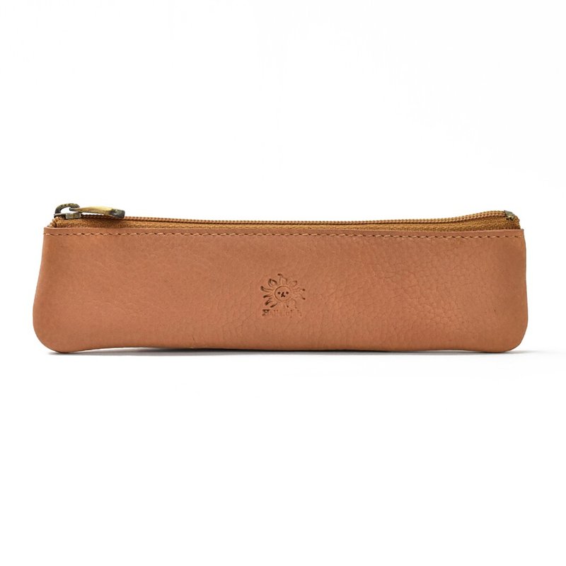 本革ペンケース Sサイズ  柔らかいヌメ革 筆箱 pencase stationery  牛革 本革 ベジタブルタンニン Camel HAK055 クリスマス - 化妝袋/收納袋 - 真皮 橘色
