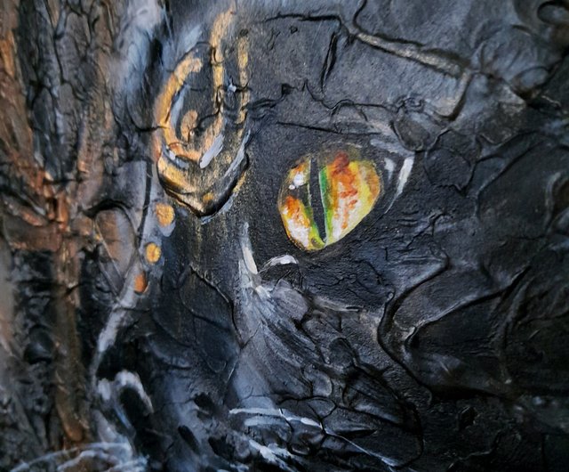 猫の絵油ファインアートオリジナルエジプトアンクブラックキティ 猫の絵油ファインアートオリジナルエジプトアンクブラックキティ