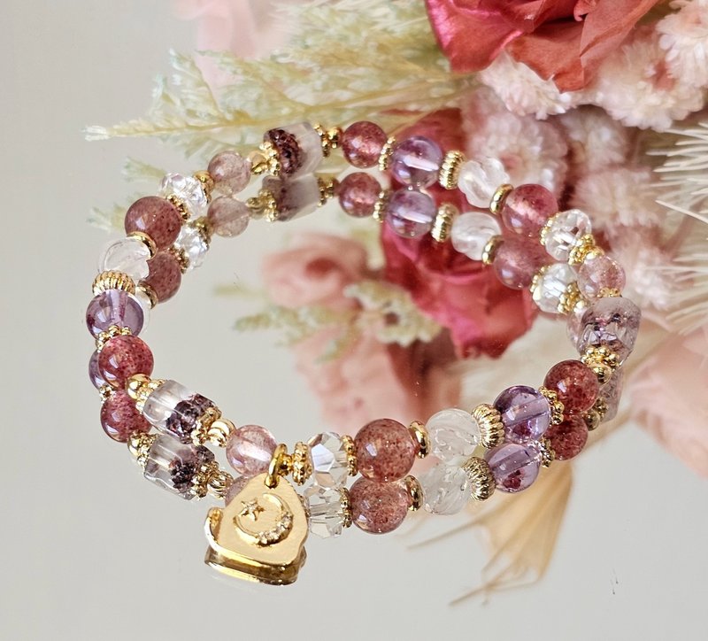 Love Season-Love Peach Blossom/Golden Strawberry Super Seven/Strawberry Crystal/Amethyst/White Crystal/Natural Crystal - Bracelets - Crystal Multicolor