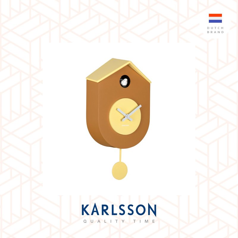 荷蘭Karlsson, Grato Cuckoo 橘黃色搖擺布谷鳥掛鐘(整點報時) - 時鐘/鬧鐘 - 塑膠 橘色