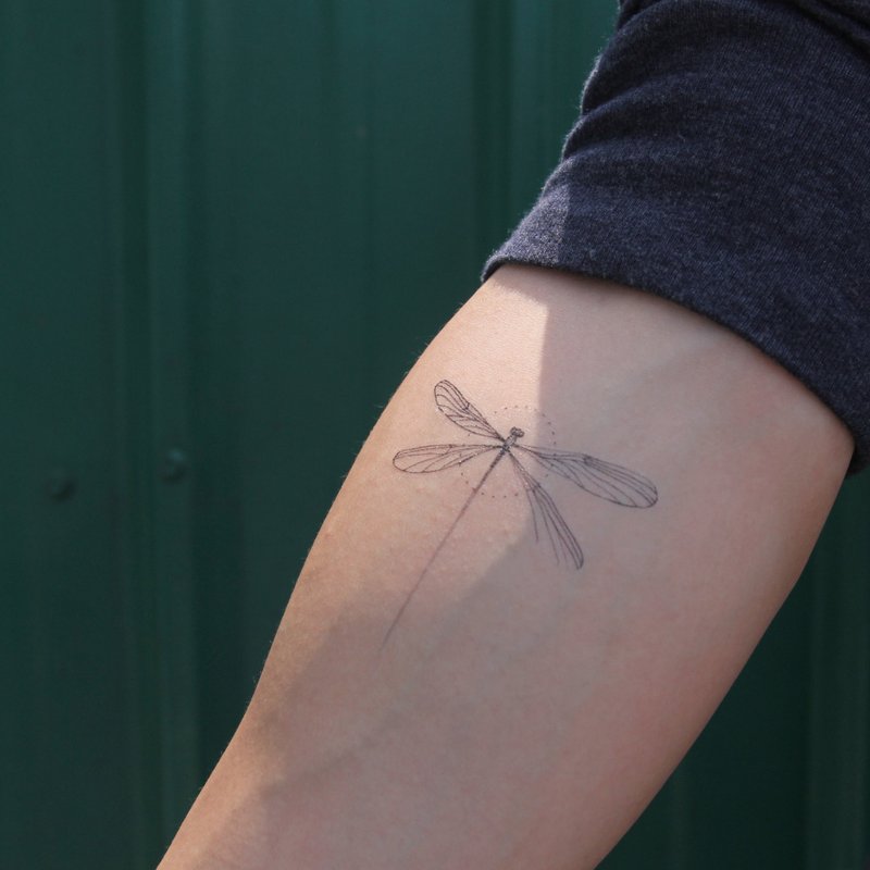 cottontatt dragonfly 蜻蜓 手繪 紋身貼紙 - 紋身貼紙/刺青貼紙 - 其他材質 黑色