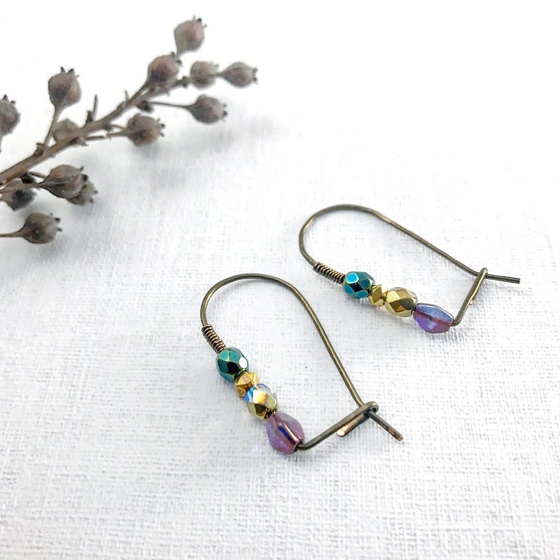 Flower Power Copper Knit Earrings - Purple One-Line Earrings - ต่างหู - กระดาษ สีม่วง