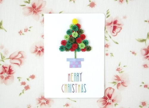 阿部吉手作趣 Colorful-Life 手作捲紙卡片-幸福圓點聖誕樹 紅綠甜心聖誕卡片